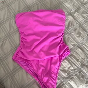 Hot Pink Strapless One-Piece Swimsuit